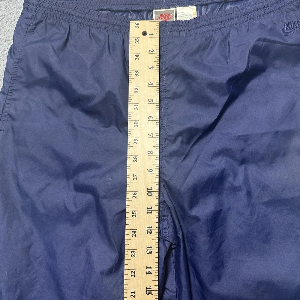 VTG Nike Track Pants Men's Large Blue‎ Tag 80s Windbreaker Nylon Black Zip Ankle